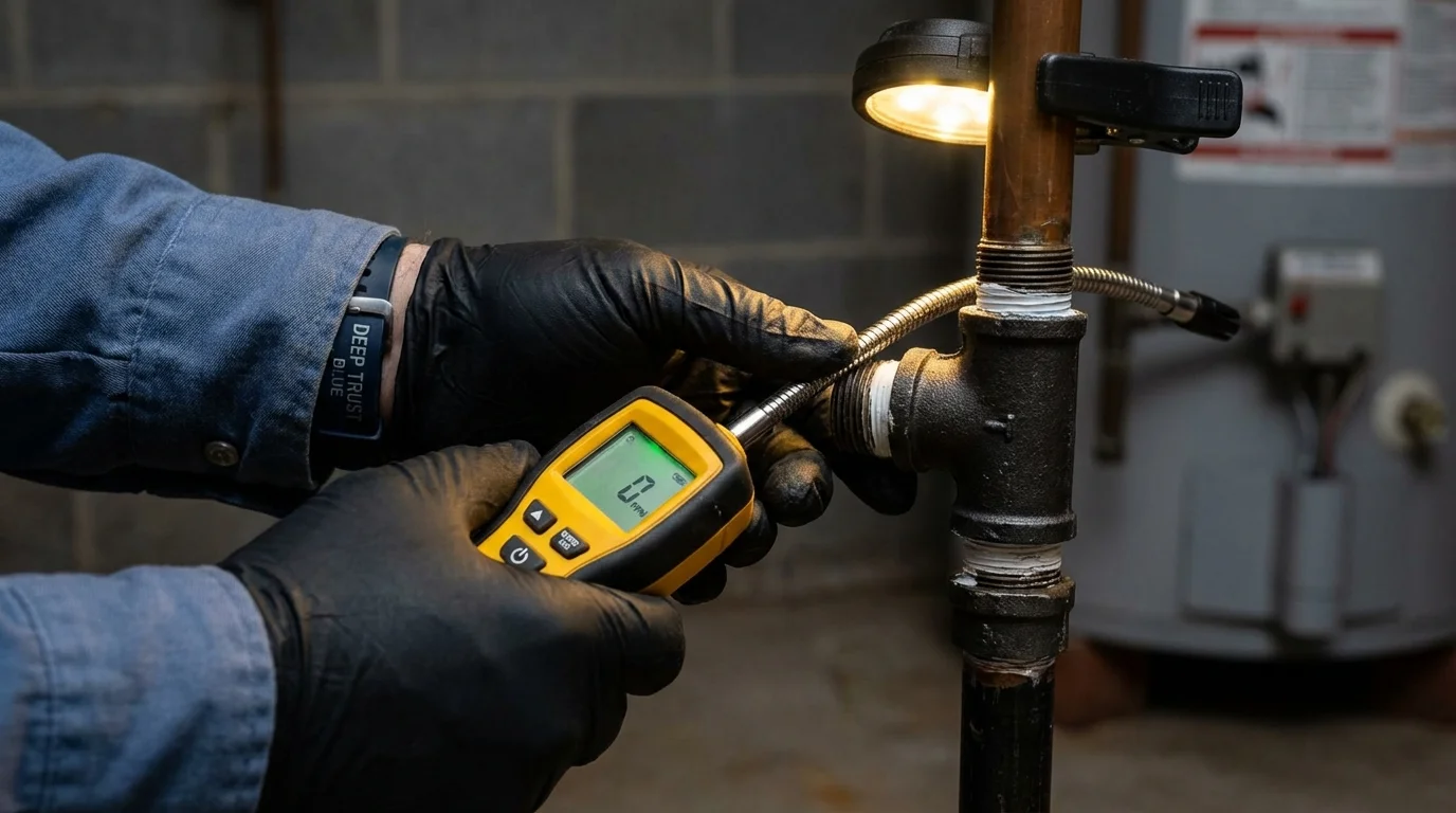 Gas leak detection with electronic sniffer by Johns Plumbing LLC in Descanso