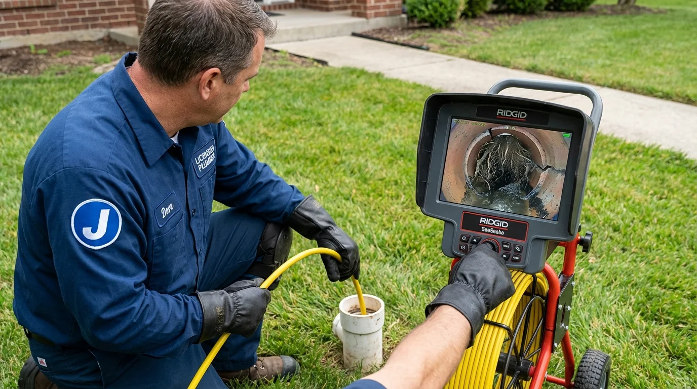 Sewer camera inspection being performed by Johns Plumbing LLC in Descanso