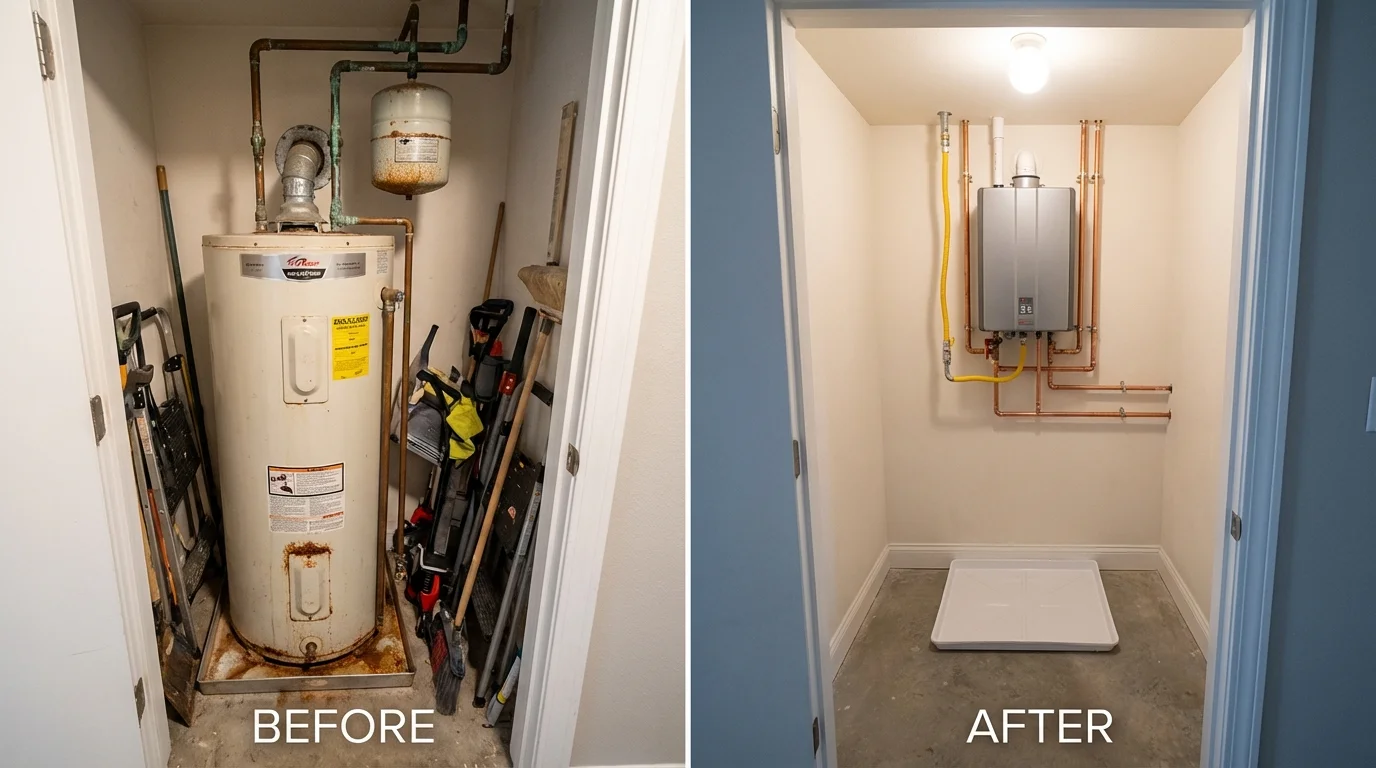 Tank water heater versus wall-mounted tankless unit comparison for Descanso, CA homeowners