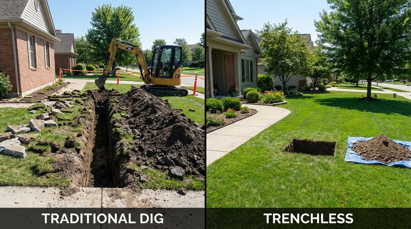Trenchless sewer repair with minimal yard damage versus traditional excavation in Descanso, CA